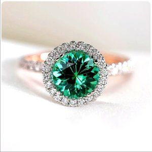 Two Tone 925 Silver stamped Women’s Emerald Ring